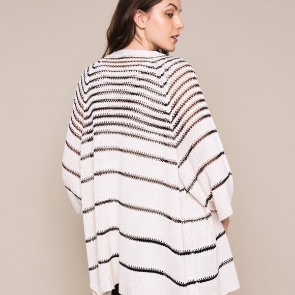 NWT TWINSET Italy Viscose striped cardigan with buttons - Picture 2 of 14